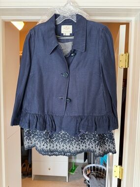 kate spade Navy Ruffle-Hem Blazer Jacket and a-line skirt